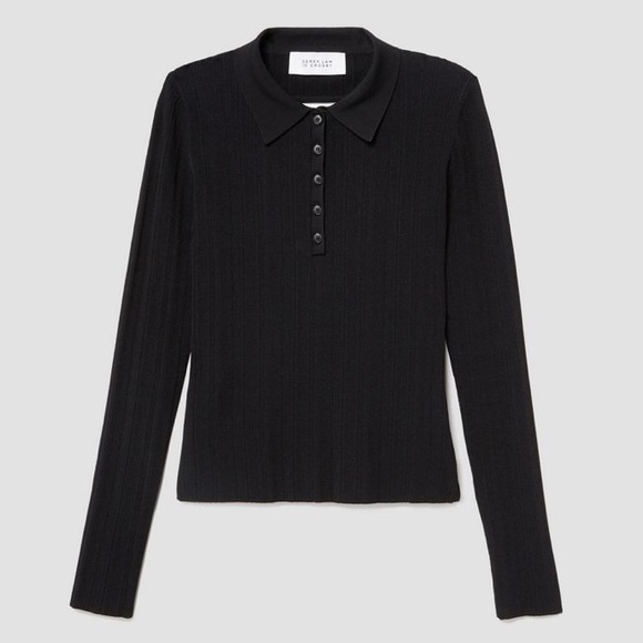Derek Lam Banded Cutout Polo Sweater - Picture 1 of 8